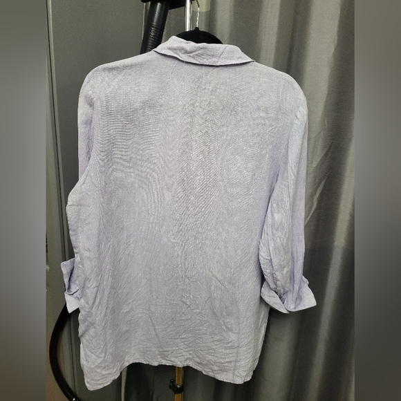 Irish Linen button shirt (bluish/lilac) - Picture 4 of 6